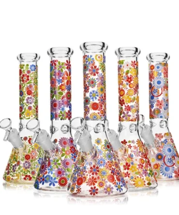 10" Moonflower Glow Glass Bong
