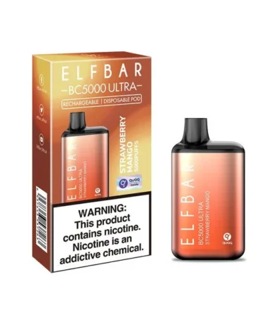 ELF BAR ULTRA 5000 Disposable Pod Device - 5000 Puffs - Integrated 650mAh Battery - Strawberry Mango